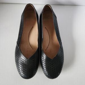 DANSKO Neely Perforated Ballet Flats Black Leather Comfort Classic Women's SZ 41